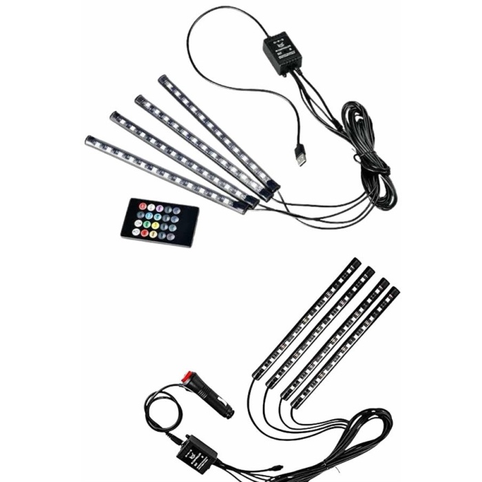 12Lİ Şerit Led Işık RGB Sese ve Müziğe Duyarlı Araç İçi Ayak Altı