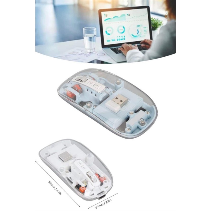 Kablosuz Mouse Fare Şarjlı Bluetooth Wireless Çift Modlu Sessiz