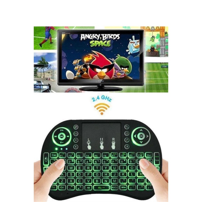Kablosuz Türkçe Q Klavye RGB Işıklı Televizyon Ps3 Dokunmatik Mouse