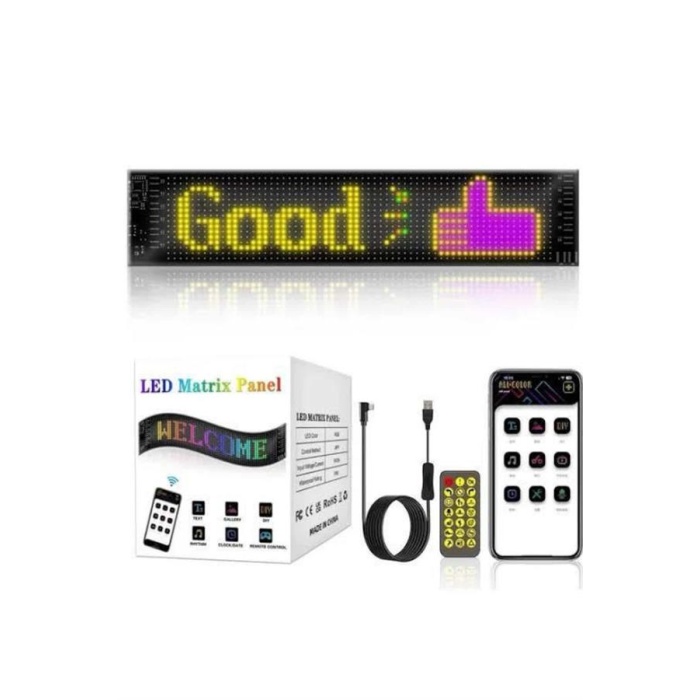 Led Matrix Bluetooth Bağlantılı Araç Camına Uygun Pixsel Görünümlü 16X96