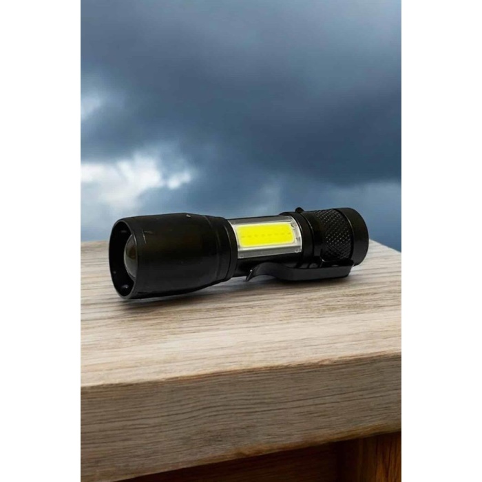 Şarjlı Metal Zoomlu El Feneri Işıldak Led Işık Taşınabilir El Lambası