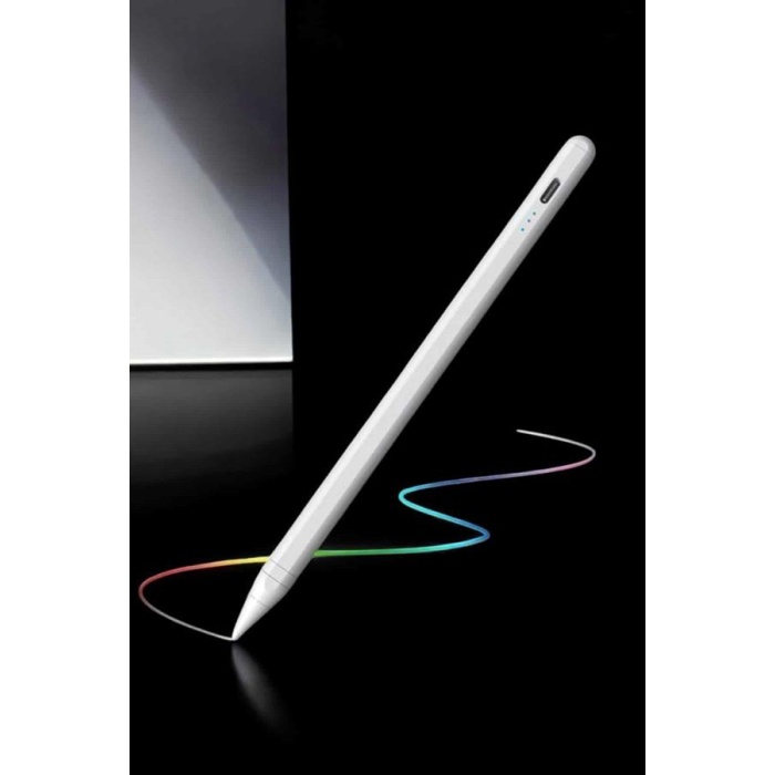 Dokunmatik Kalem Beyaz Şarjlı Yedek Uçlu Android ve İOS Uyumlu