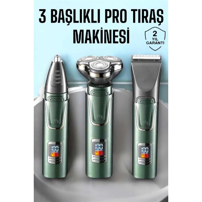 3 Başlıklı Profesyonel Saç ve Sakal Bakım Seti Vücut, Burun ve Kulak Tüy Alma