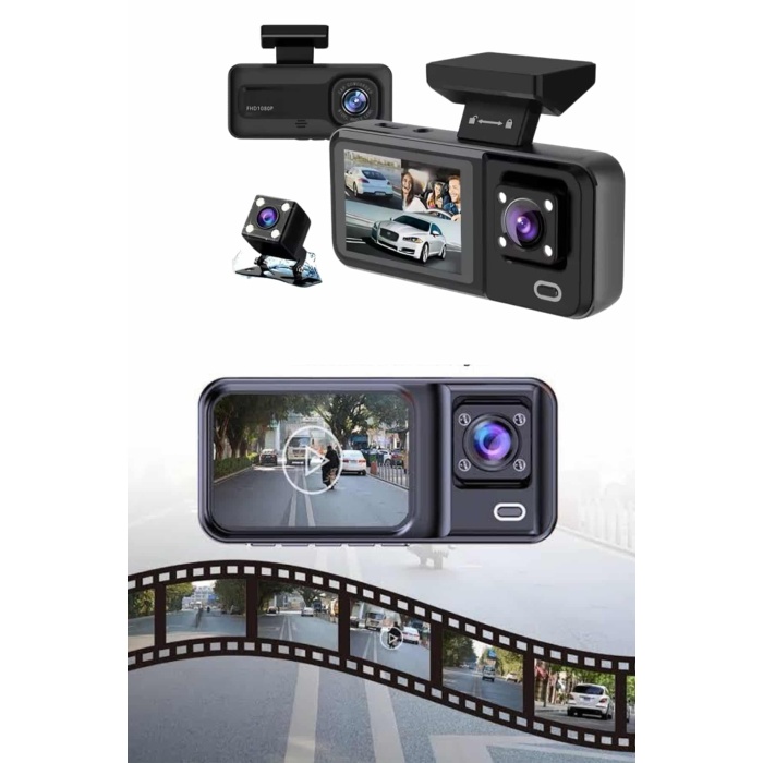 Ön ve Arka Kameralı 2 İnç 1080P Full HD DVR Araç İçi Ekran