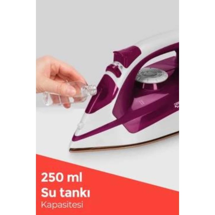 Seramik Tabanlı Kırmızı 2200 Watt Şok Buharlı Ütü