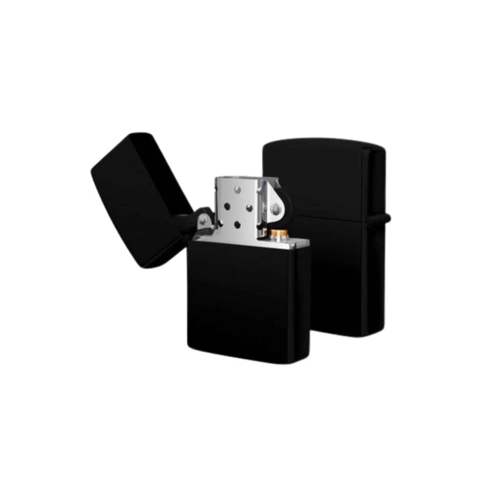 Çakmak Parlak Siyah Zippo Benzinli Çakmak Cep Boy Doldurulabilir