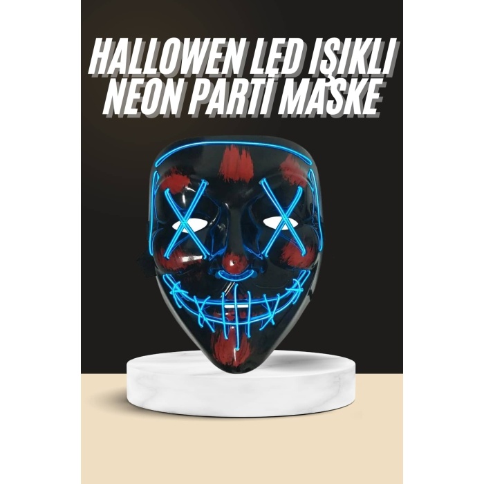 Işıklı Led Maske Parti Eğlence Maskesi Hallowen Neon Maske