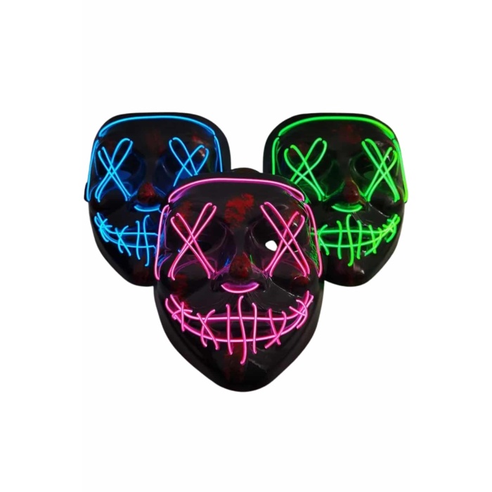 Işıklı Led Maske Parti Eğlence Maskesi Hallowen Neon Maske
