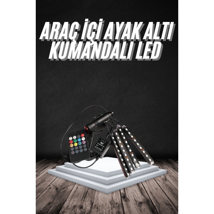 RGB Işıklı Araç İçi Aydınlatma Kumandalı 12li Led Işık Renk Değiştirebilen