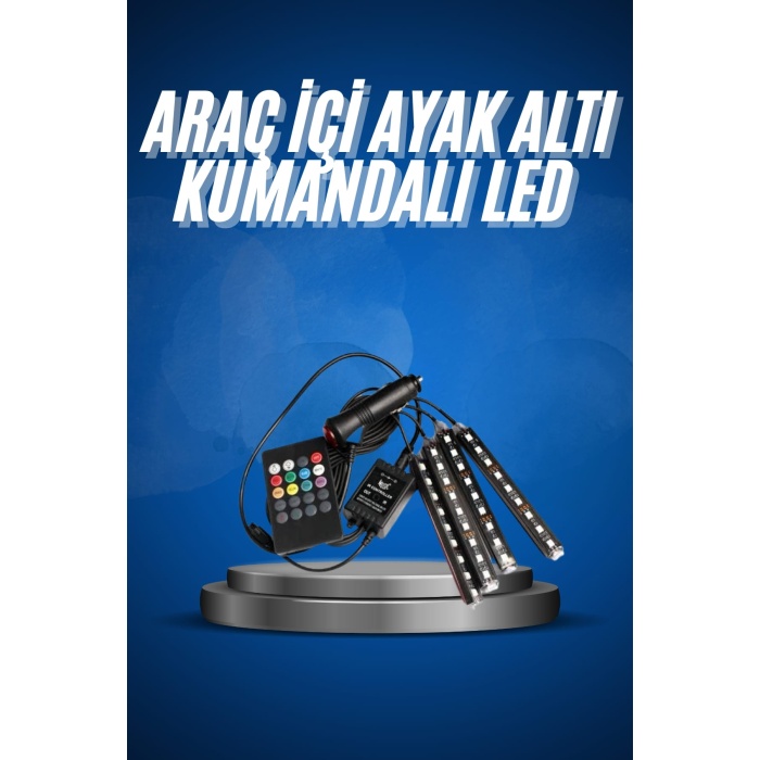 Araç İçi Ayak Altı Led 12 Led Işık Sese Müziğe Duyarlı RGB Işıklı Aydınlatma Seti