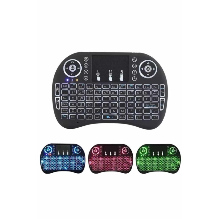 Işıklı Kablosuz Mini Klavye ve Dokunmatik Mouse Seti Türkçe Kablosuz