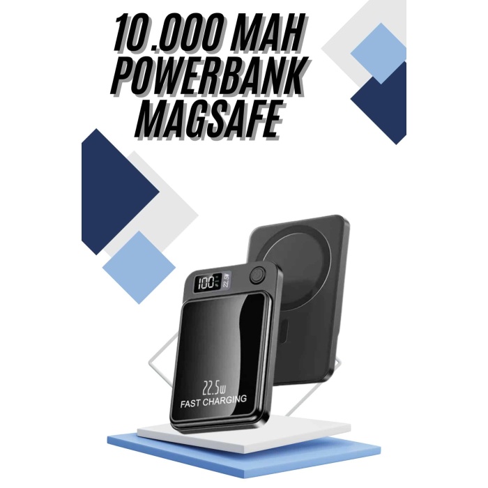 Magsafe Powerbank 10.000 mAh 22.5 Watt Hızlı Şarj Göstergeli Kablosuz Taşınabilir Şarj