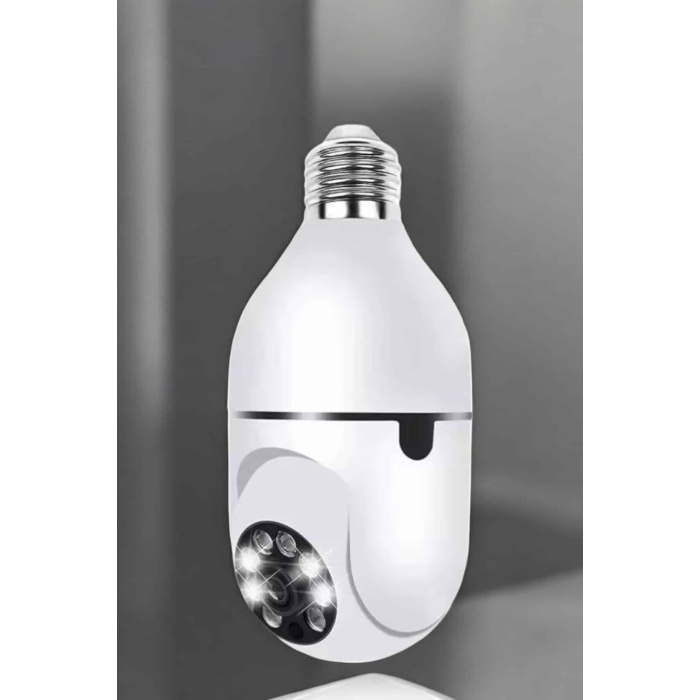 Ampul Görünümlü Güvenlik Kamerası Duylu Wifi Kamerası Dönebilen