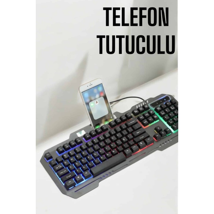 Oyuncu Klavyesi Q Klavye RGB Işıklı Mouse Hediyeli