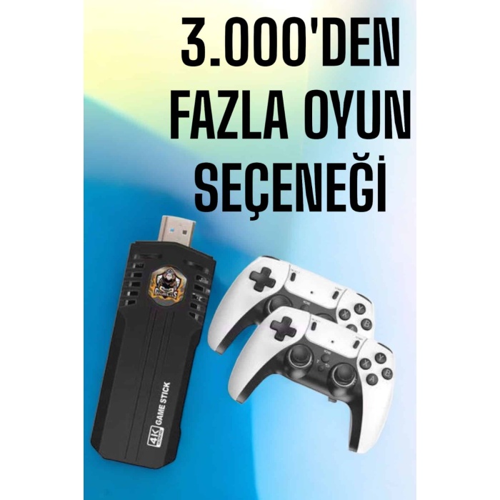 8K Android TV Gme Stick Video Oyun Konsolu Aile Retro 35000 Oyunlu Çift Kollu