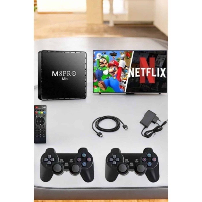 TV Box Çift Oyun Kollu 10000 Oyunlu Atari