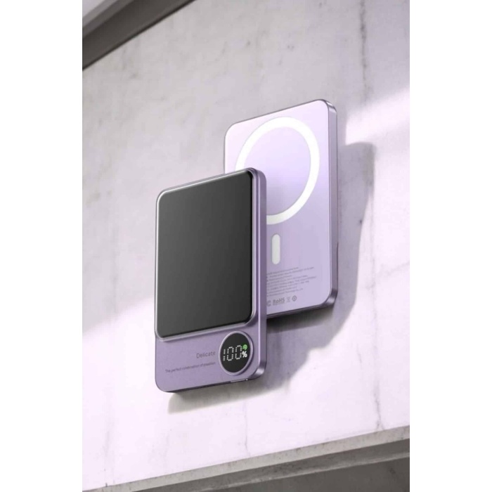 22.5W Magsafe Kablosuz Şarjlı Powerbank Dijital Ekran ve Hızlı Şarj