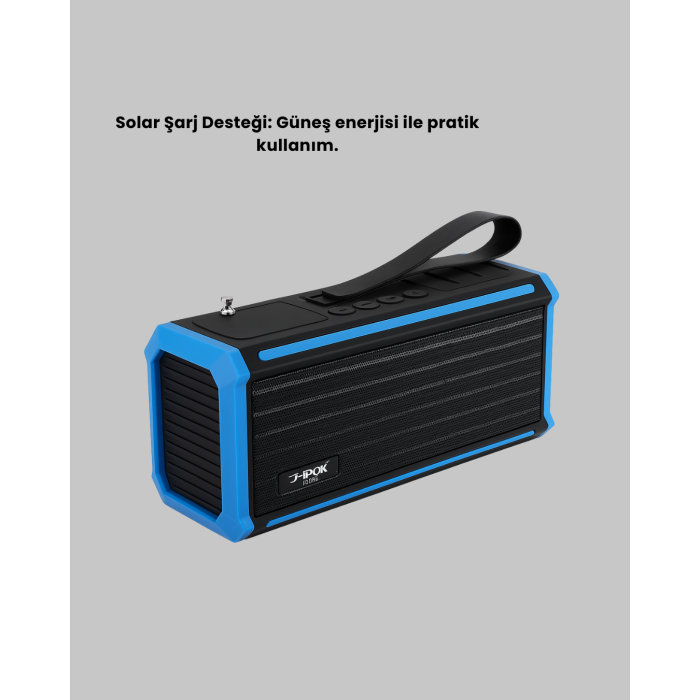 J-IPOX P520 Bluetooth Hoparlör 8W Güçlü Ses Solar Şarj FM Radyo