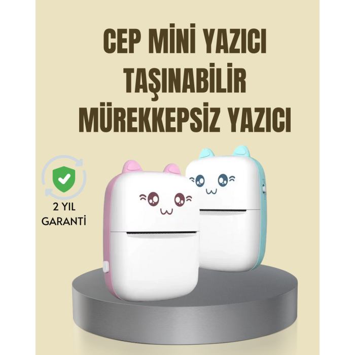 Taşınabilir Mini Termal Yazıcı 200 DPI Bluetooth Bağlantılı