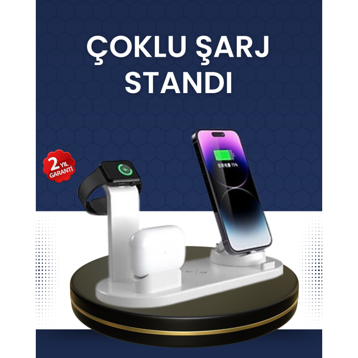 Modern Tasarımlı Çok Fonksiyonlu Kablosuz Şarj Standı