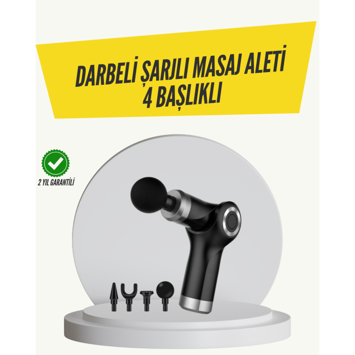 Mini Masaj Tabancası 4 Başlık 6 Hız Ayarlı