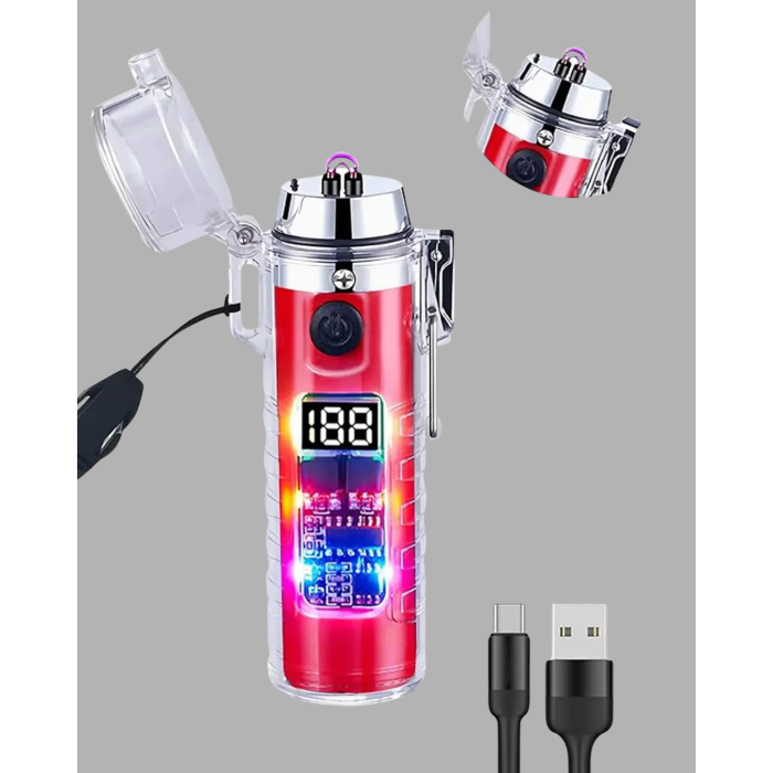 Güç Göstergeli Şarjlı Fenerli USB Elektrikli Çakmak