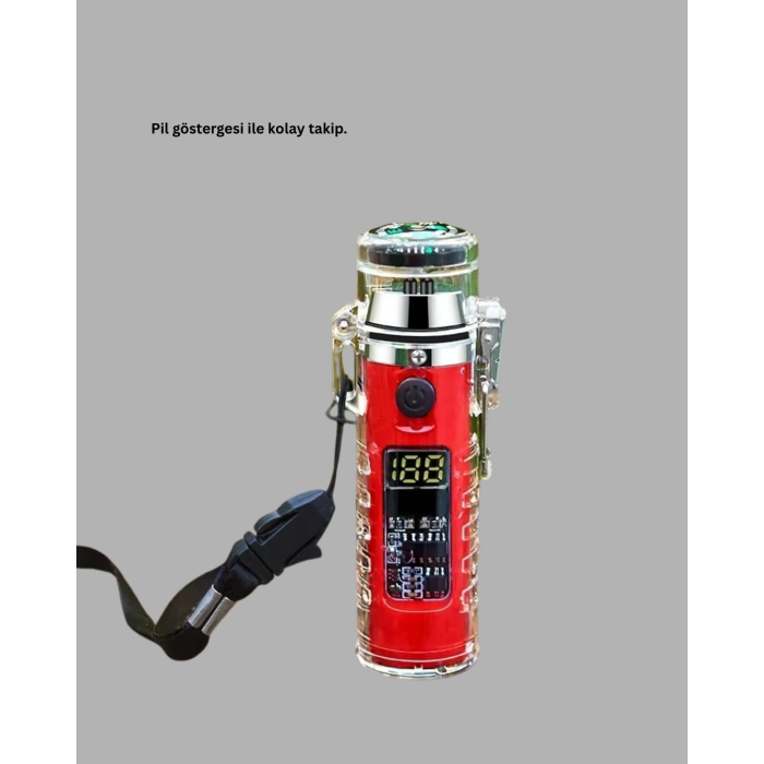 Güç Göstergeli Şarjlı Fenerli USB Elektrikli Çakmak