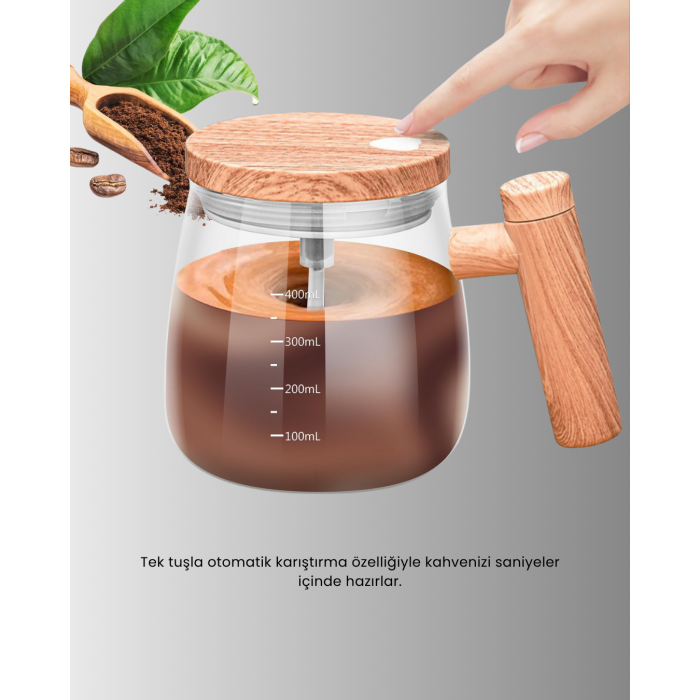 IP6 Su Geçirmez Şarjlı Kupa – 3D Karıştırma, Sabit Sıcaklık, 400 ml