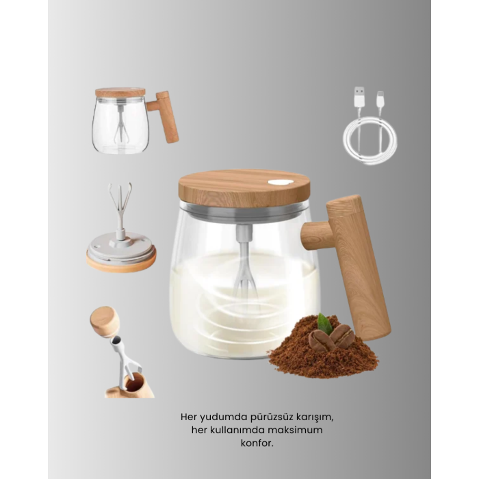 400 ml Şarjlı Karıştırıcı Bardak – IP6 Su Geçirmez, Isıtma Altlıklı