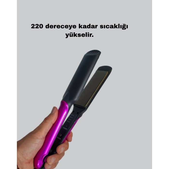 Profesyonel İyon Teknolojili Saç Düzleştirici – 220°C Hızlı Isınma ve LED Ekranlı Tasarım