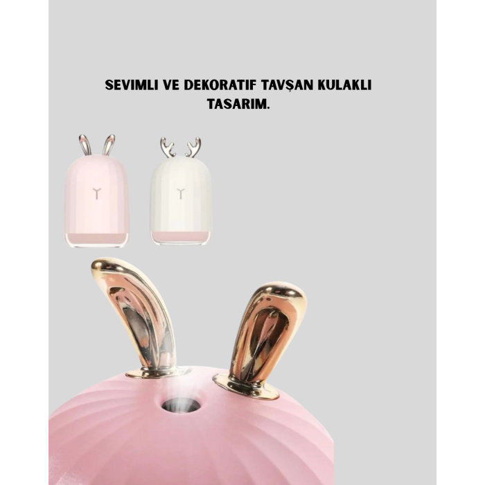 200 ml Tavşan Kulaklı Ultrasonik Hava Nemlendirici ve Gece Lambası