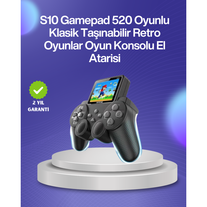 500 Oyunlu Nostaljik El Tipi Oyun Konsolu, Taşınabilir Şarjlı Cihaz, Renkli Ekran ve TV Destekli