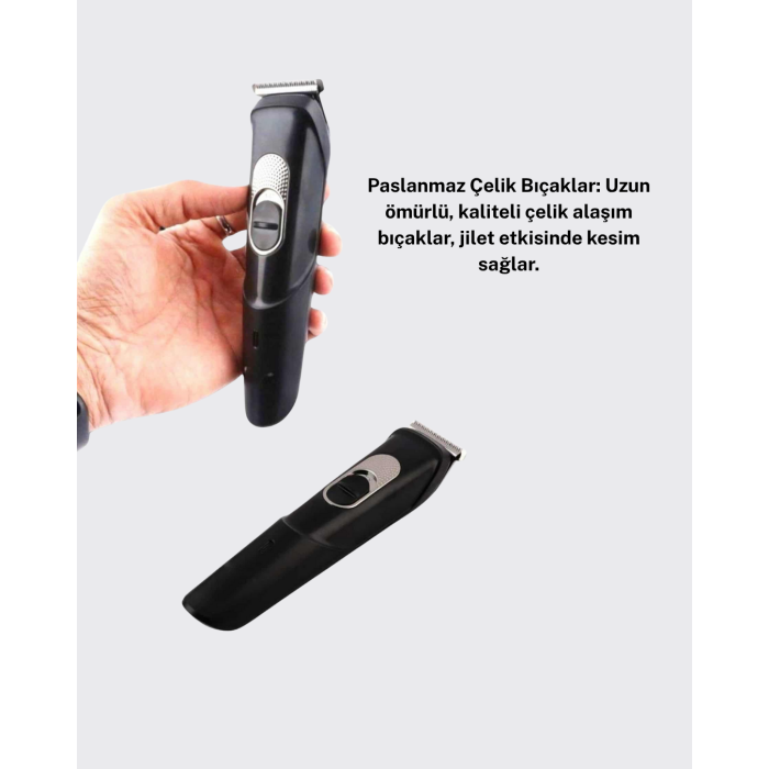Taşınabilir Şarjlı Saç Sakal Tıraş Makinesi – 3 Taraklı, Sessiz ve Ergonomik