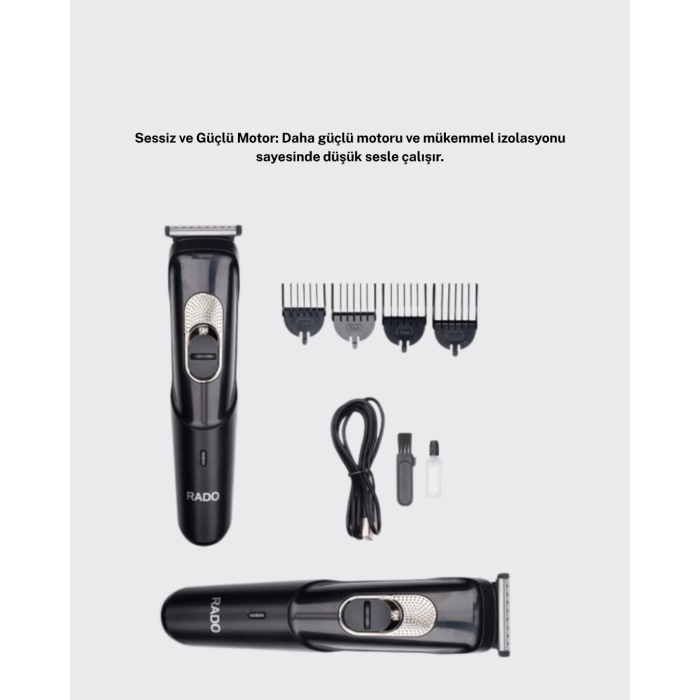 Taşınabilir Şarjlı Saç Sakal Tıraş Makinesi – 3 Taraklı, Sessiz ve Ergonomik