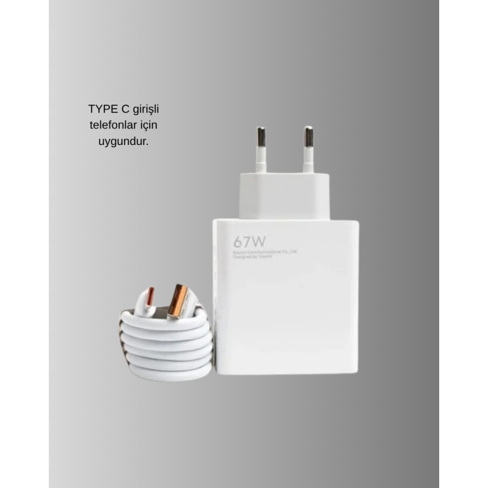 67W Turbo Type-C Hızlı Şarj Adaptörü – Akıllı Koruma Çipli, Hızlı Şarj Destekli