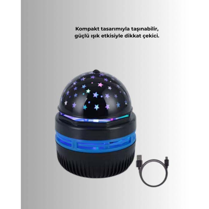 USB Galaxy Projektör Lamba – Romantik Atmosfer, Çocuk Odası, Parti ve Düğün Işığı