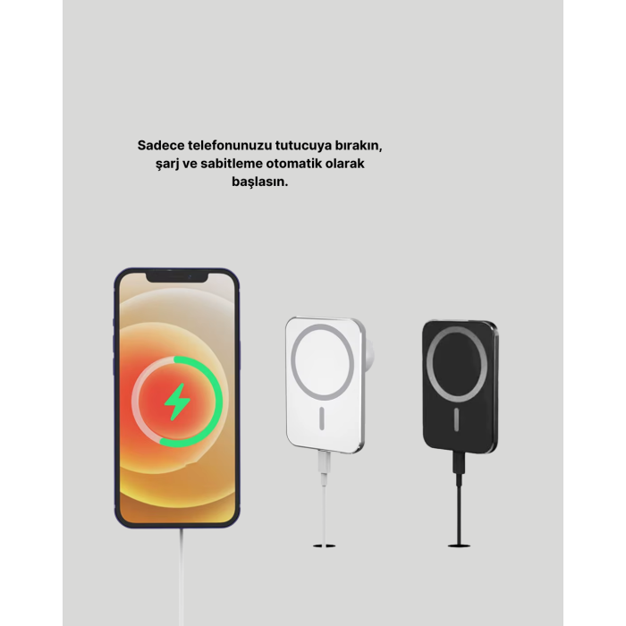 360° Döner Başlıklı MagSafe Araç Telefon Tutucu 15W Güvenli Kablosuz Şarj
