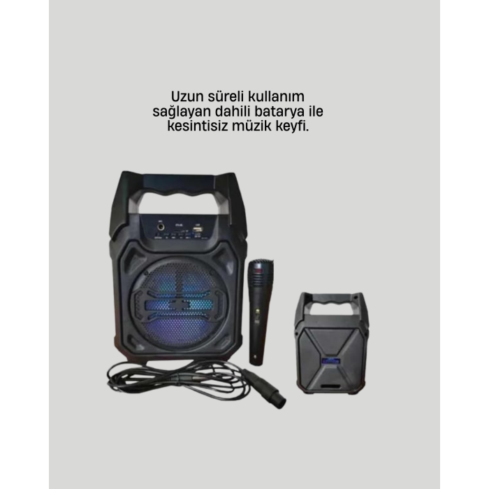 Taşınabilir 6.5” Bluetooth Hoparlör USB TF Kart Mikrofonlu Şarjlı Sistem