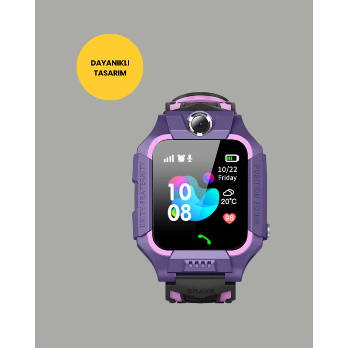 S10 Akıllı Çocuk Saati Mor Model Çift Yönlü Konuşma ve SOS Fonksiyonu