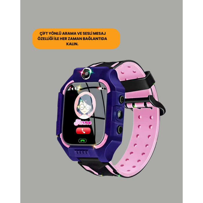 S10 Mor Akıllı Çocuk Saati Konum Takip ve Güvenlik Özellikli