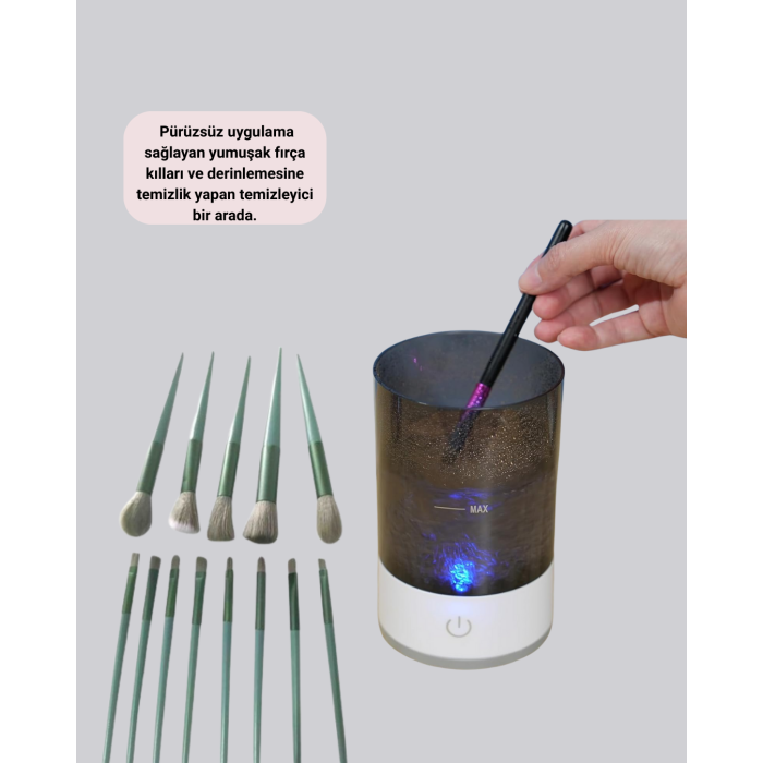 13’lü Makyaj Fırçası Fırça Temizleyici İkili Set