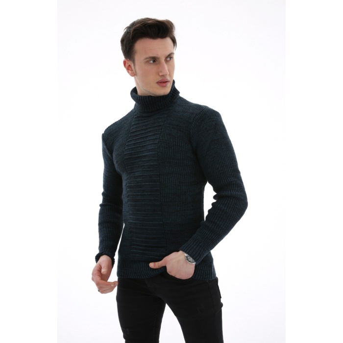 Boğazlı Kalın Kışlık Erkek Günlük Triko Kazak