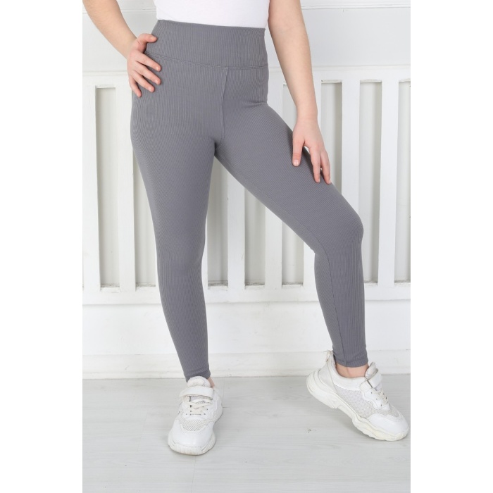 Dar Paça Birinci Kalite Fitilli Kumaş Antrasit Kız Çocuk Günlük Tayt