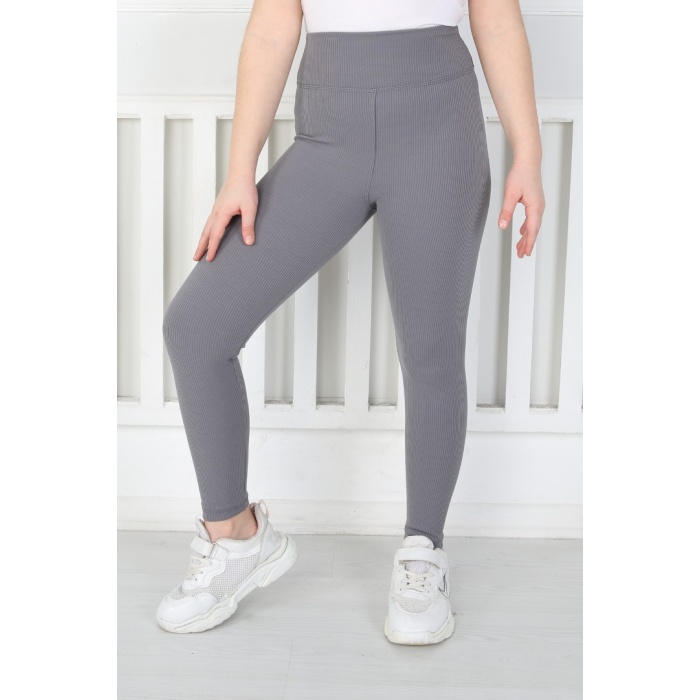 Dar Paça Birinci Kalite Fitilli Kumaş Antrasit Kız Çocuk Günlük Tayt