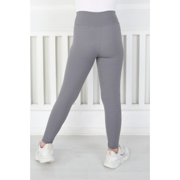 Dar Paça Birinci Kalite Fitilli Kumaş Antrasit Kız Çocuk Günlük Tayt