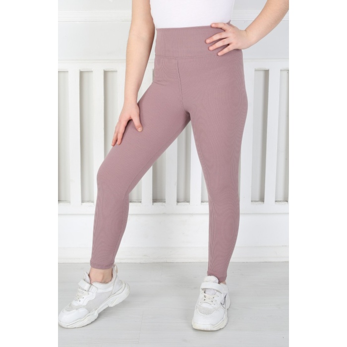 Dar Paça Birinci Kalite Fitilli Kumaş Mürdüm Kız Çocuk Günlük Tayt