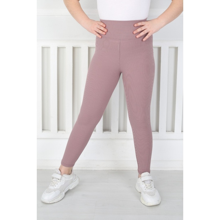 Dar Paça Birinci Kalite Fitilli Kumaş Mürdüm Kız Çocuk Günlük Tayt