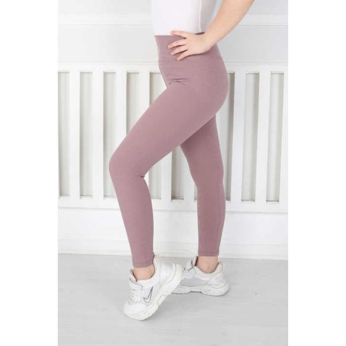 Dar Paça Birinci Kalite Fitilli Kumaş Mürdüm Kız Çocuk Günlük Tayt