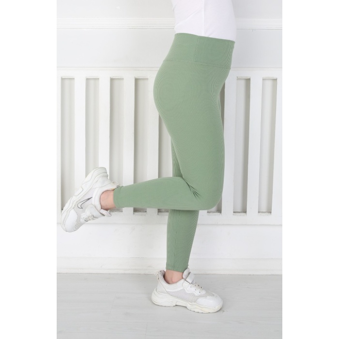 Dar Paça Birinci Kalite Fitilli Kumaş Yeşil Kız Çocuk Günlük Tayt