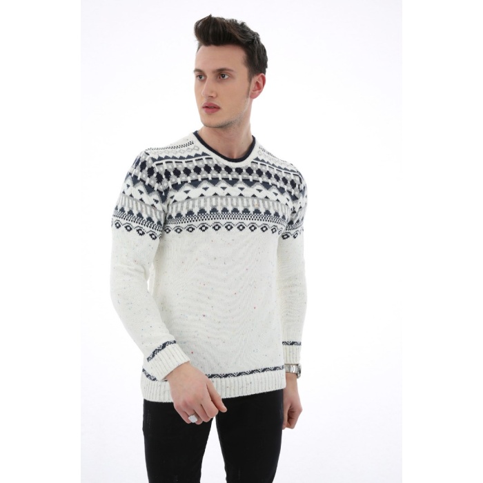 Desenli Kalın Kışlık Erkek Günlük Triko Kazak